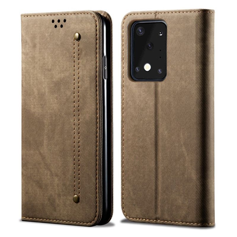 Folio-hoesje Samsung Galaxy S20 Ultra Donkerblauw Zwart Telefoonhoesje Jeansstof