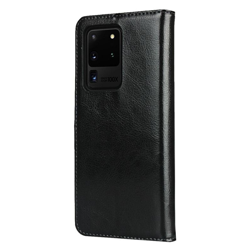 Folio-hoesje Samsung Galaxy S20 Ultra Grijs Zwart Echt Leer