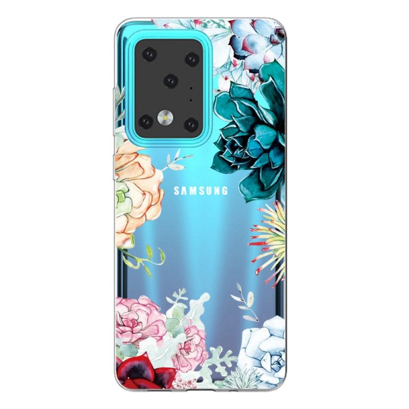 Hoesje Samsung Galaxy S20 Ultra Telefoonhoesje Transparante Aquarelbloemen