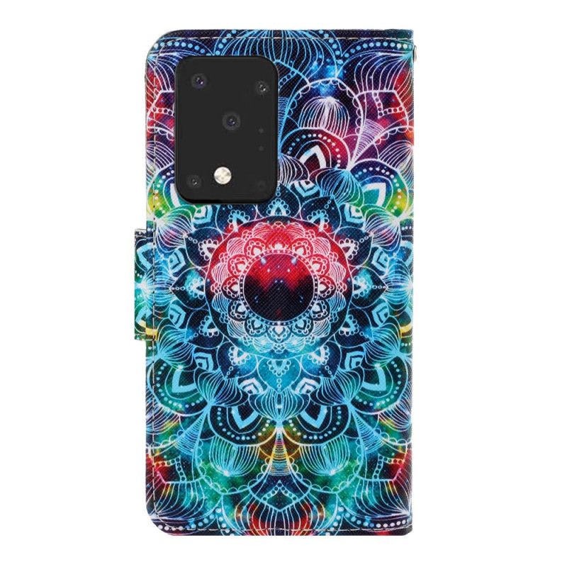Leren Hoesje Samsung Galaxy S20 Ultra Flitsende Mandala Met String