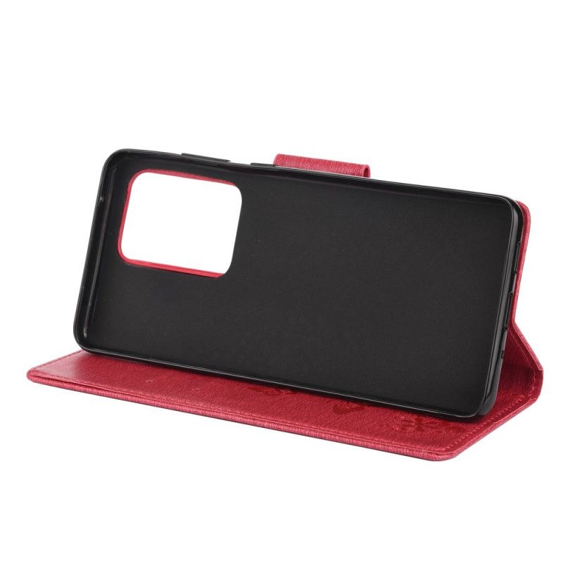 Leren Hoesje Samsung Galaxy S20 Ultra Grijs Zwart Alleen Vlinders Met String