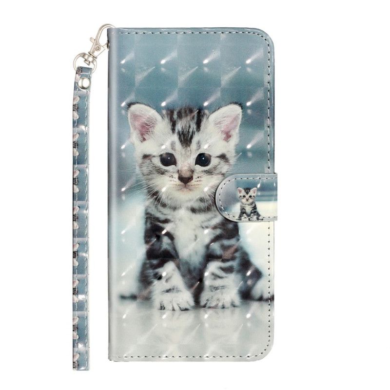 Leren Hoesje Samsung Galaxy S20 Ultra Kitten Light Spots Met Riempje