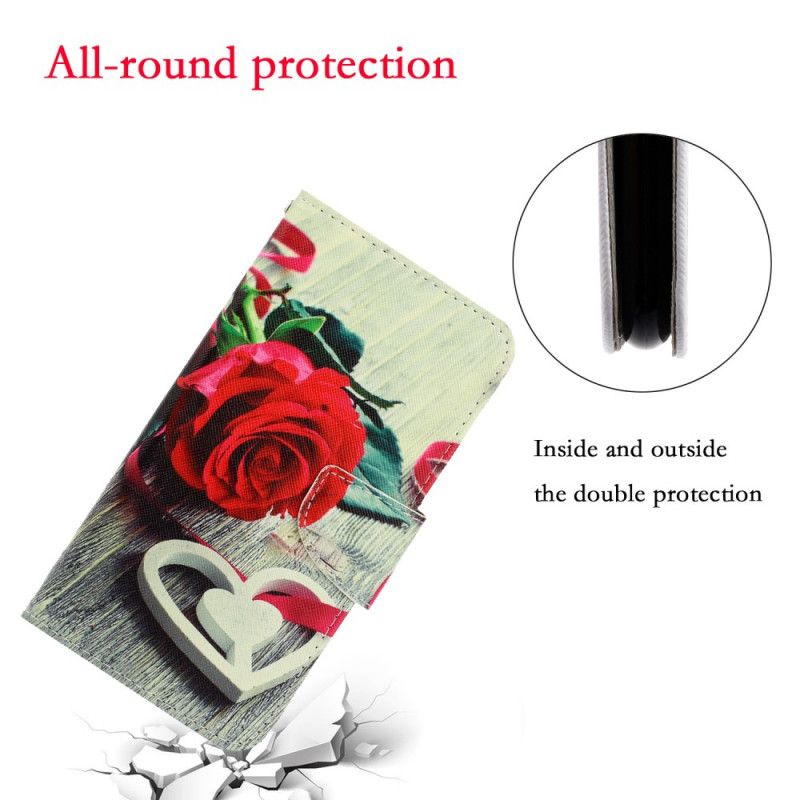 Leren Hoesje Samsung Galaxy S20 Ultra Romantische Roos Met String