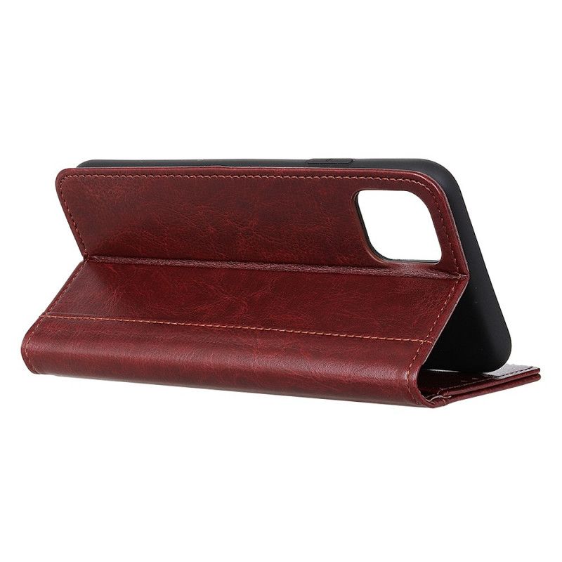 Leren Hoesje Samsung Galaxy S20 Ultra Rood Zwart Telefoonhoesje Dubbele Klinknagels Met Leereffect