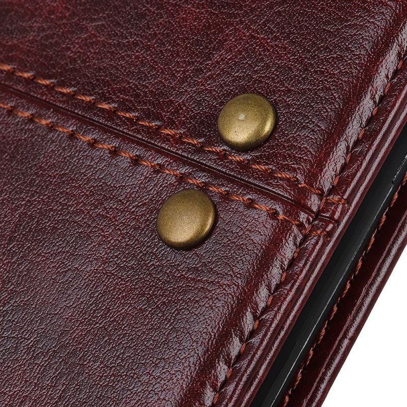 Leren Hoesje Samsung Galaxy S20 Ultra Rood Zwart Telefoonhoesje Dubbele Klinknagels Met Leereffect