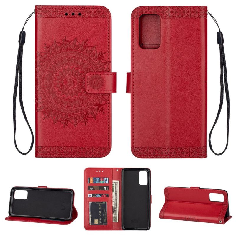 Leren Hoesje Samsung Galaxy S20 Ultra Roségoud Buitengewone Mandala Met String