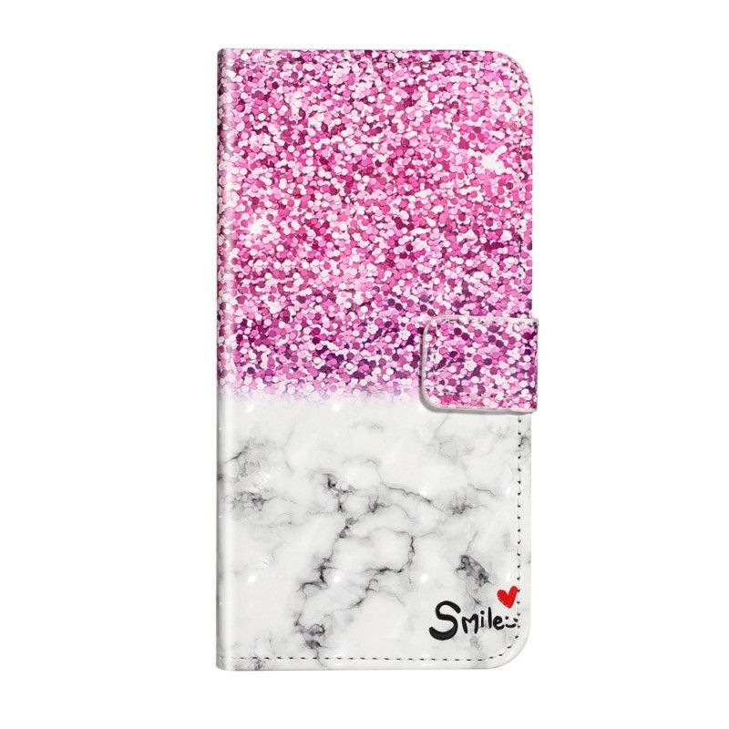 Leren Hoesje Samsung Galaxy S20 Ultra Telefoonhoesje Glitter Glimlach