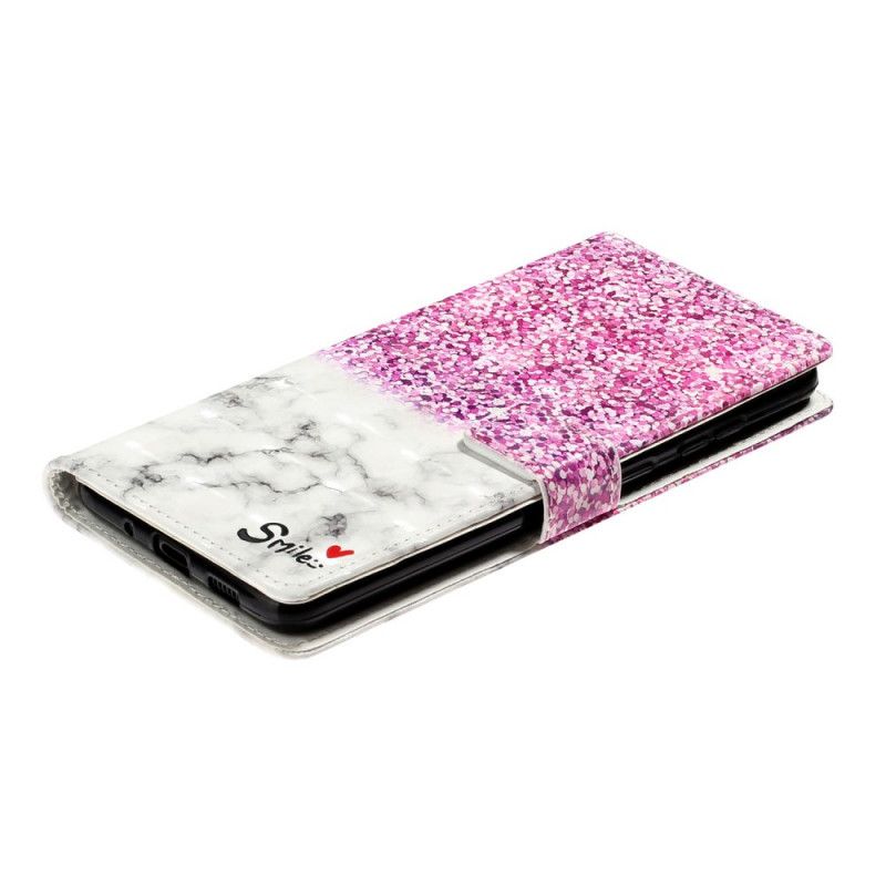 Leren Hoesje Samsung Galaxy S20 Ultra Telefoonhoesje Glitter Glimlach