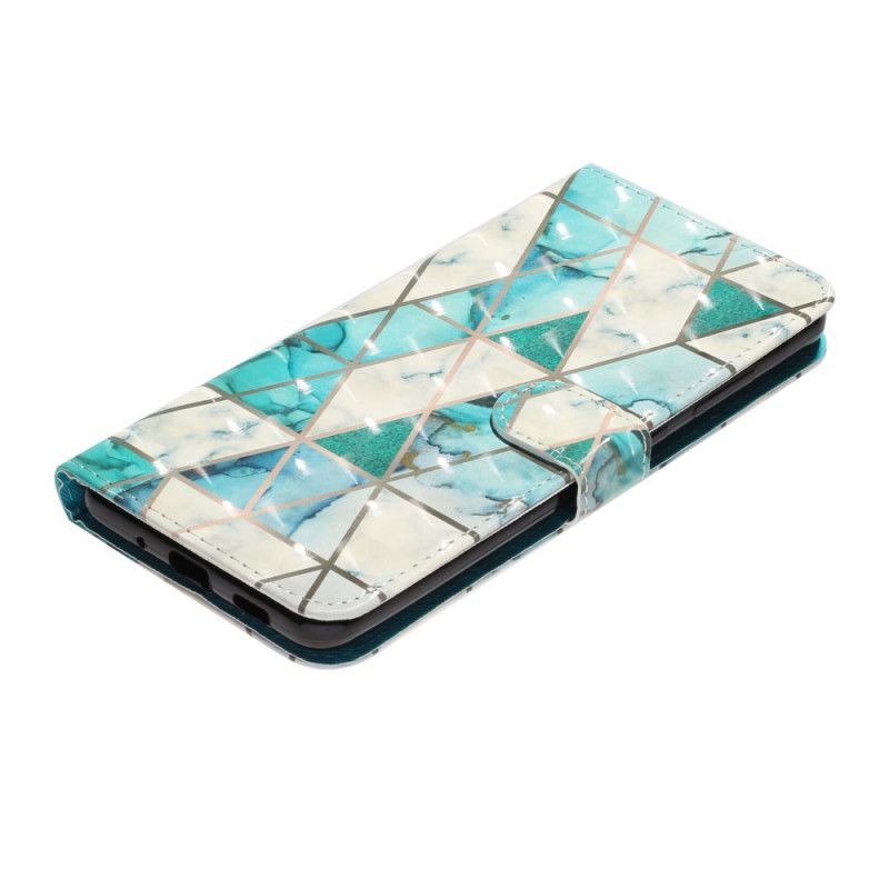 Leren Hoesje Samsung Galaxy S20 Ultra Telefoonhoesje Marmeren Lichtspots Met Strip