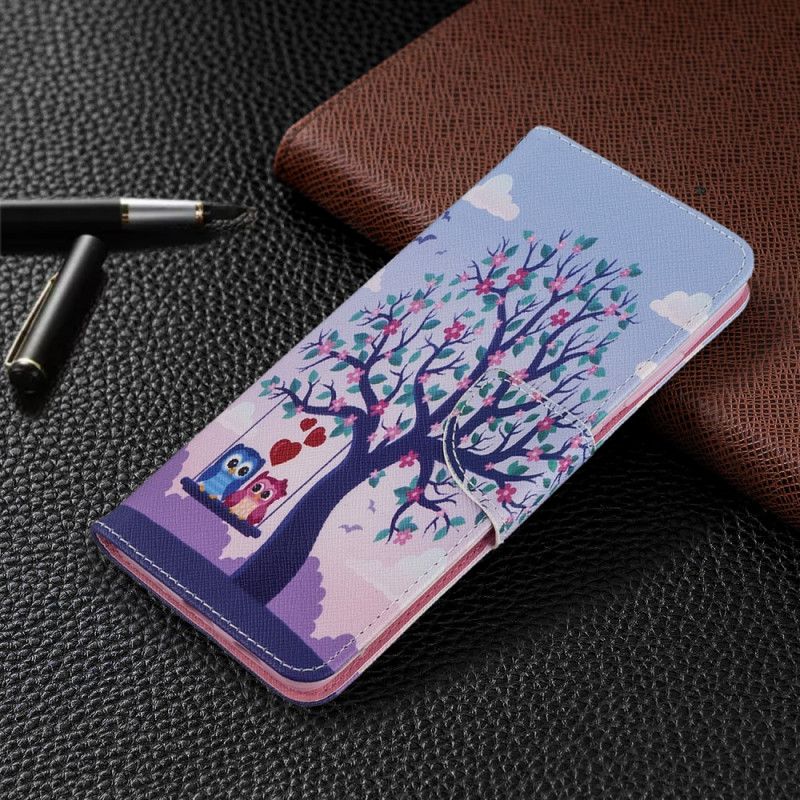 Leren Hoesje Samsung Galaxy S20 Ultra Uilen Op De Schommel