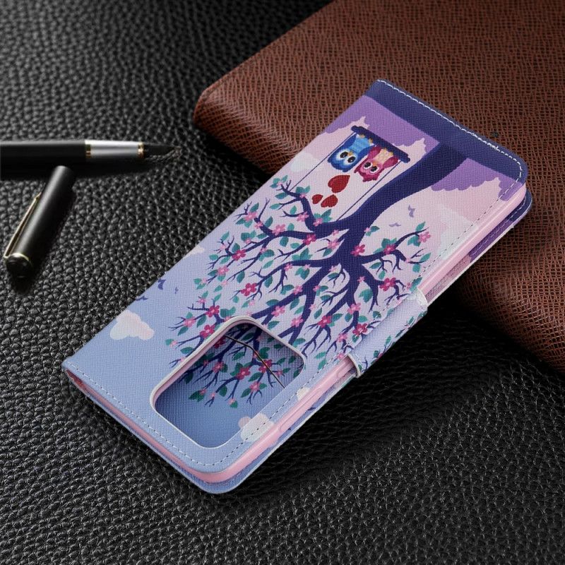Leren Hoesje Samsung Galaxy S20 Ultra Uilen Op De Schommel