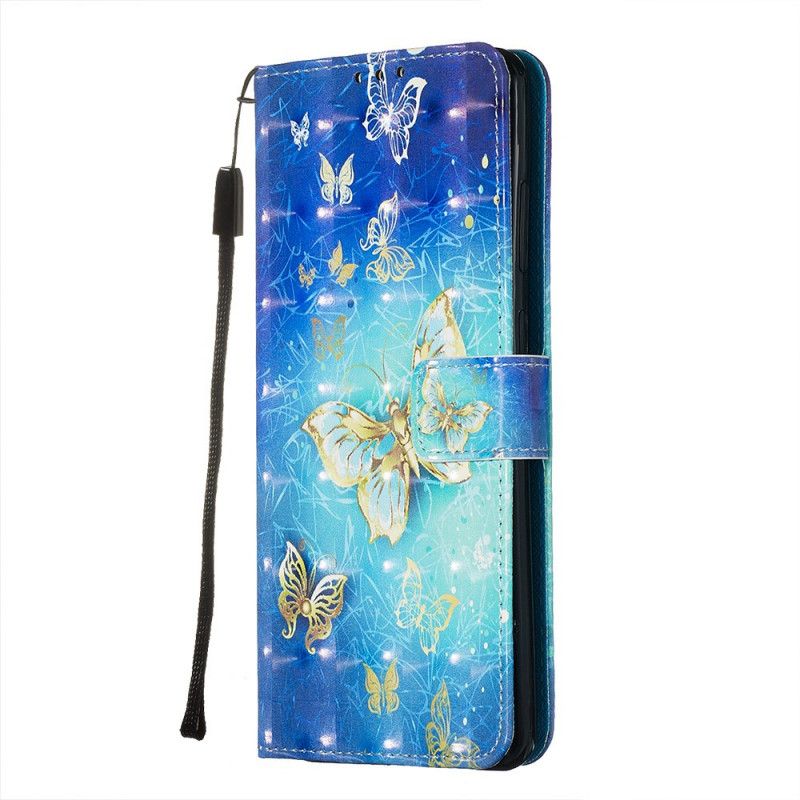 Leren Hoesje voor Samsung Galaxy S20 Ultra Gouden Vlinders