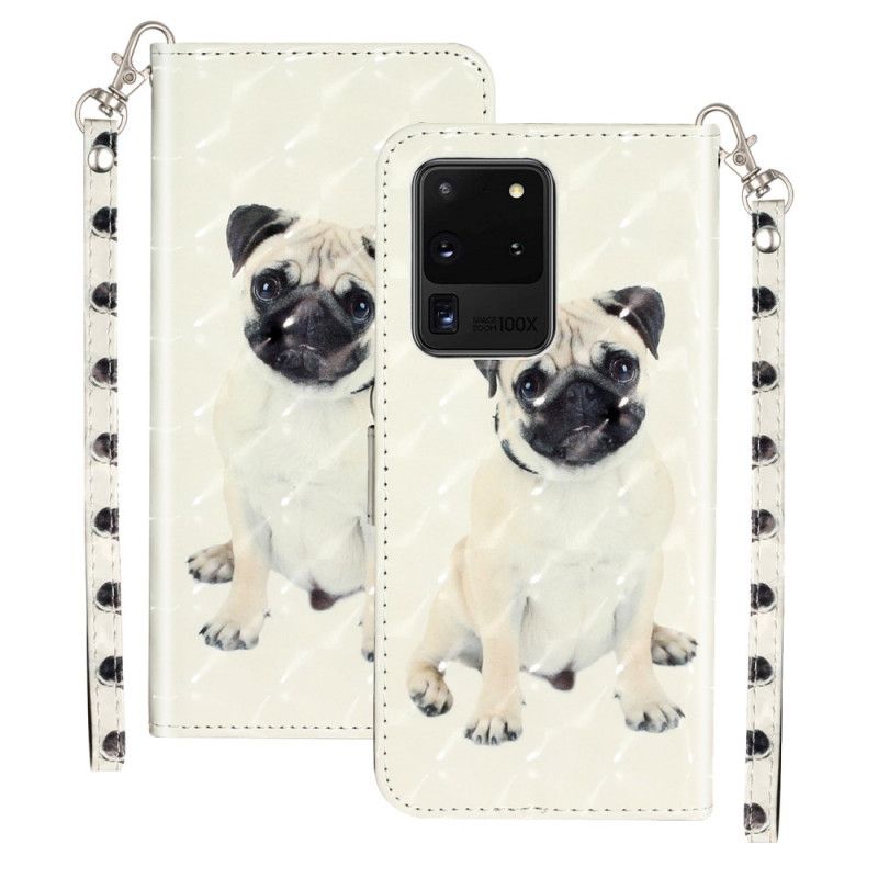 Leren Hoesje voor Samsung Galaxy S20 Ultra Hondenlichtspots Met Riem