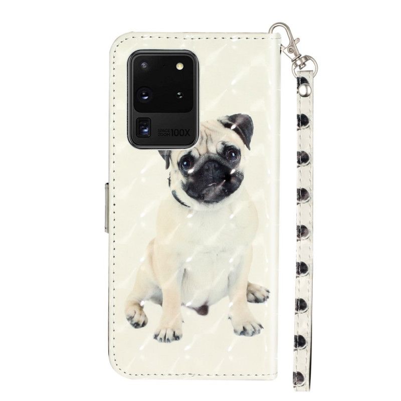 Leren Hoesje voor Samsung Galaxy S20 Ultra Hondenlichtspots Met Riem