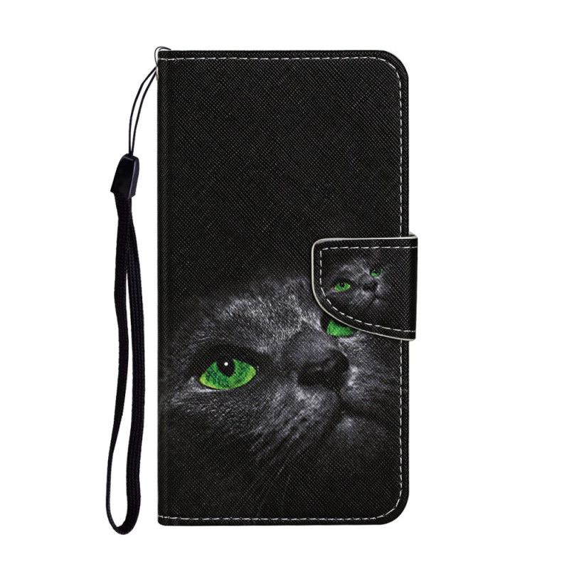 Leren Hoesje voor Samsung Galaxy S20 Ultra Kat Met Groene Ogen Met String