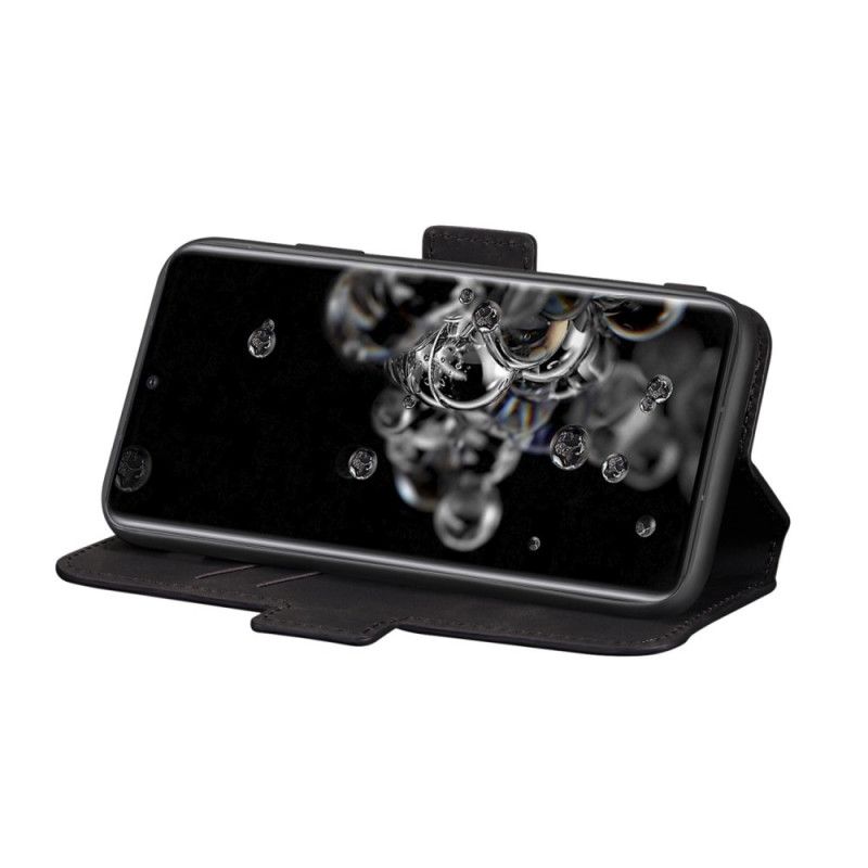 Leren Hoesje voor Samsung Galaxy S20 Ultra Rood Zwart Tweekleurige Verticale Lijn