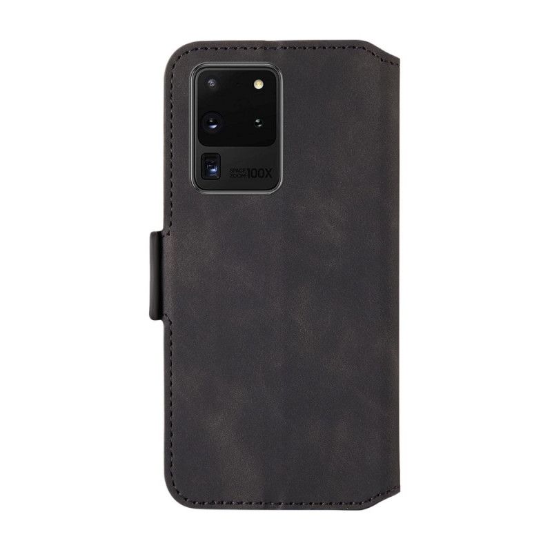 Leren Hoesje voor Samsung Galaxy S20 Ultra Rood Zwart Tweekleurige Verticale Lijn
