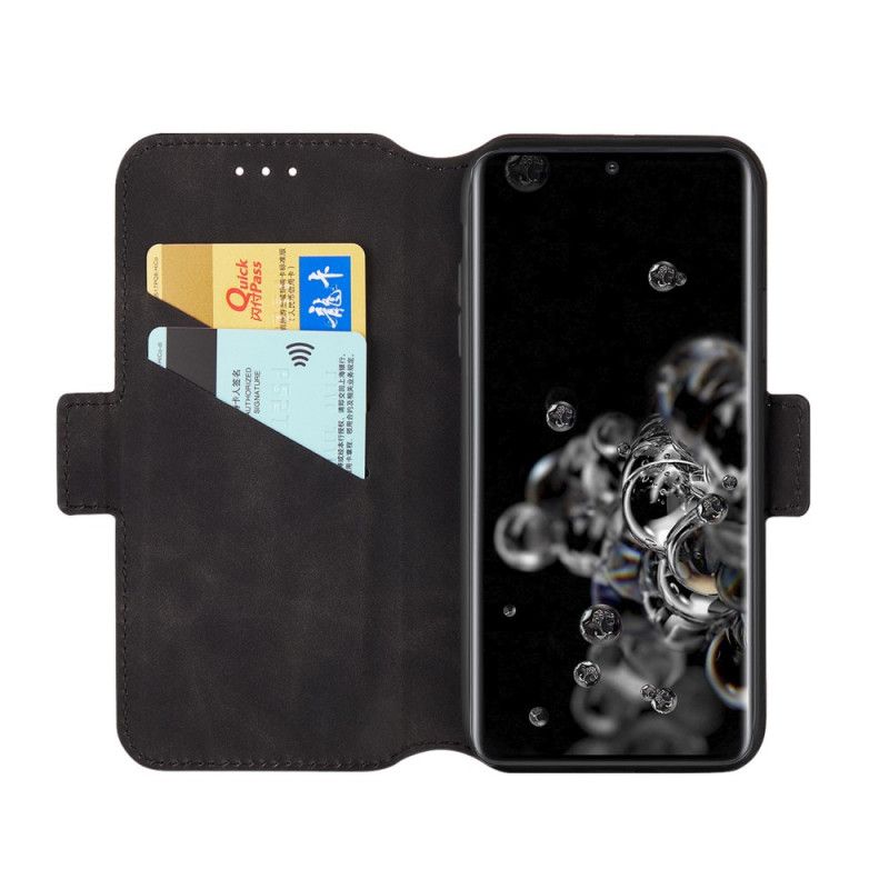 Leren Hoesje voor Samsung Galaxy S20 Ultra Rood Zwart Tweekleurige Verticale Lijn