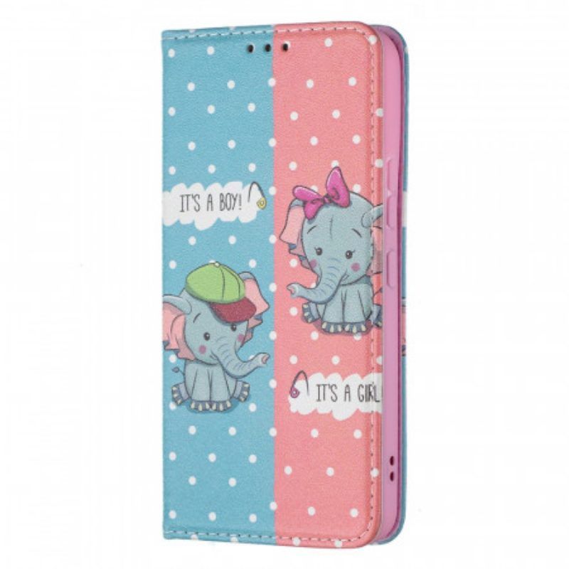 Bescherming Hoesje voor Samsung Galaxy S22 5G Folio-hoesje Baby Olifanten