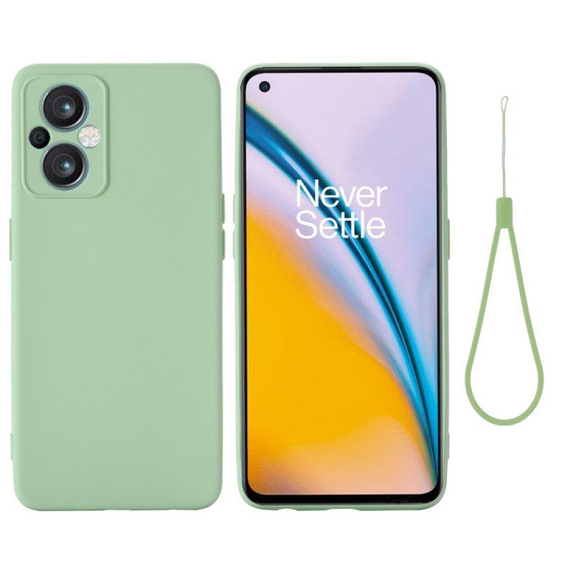 Hoesje voor Oppo Reno 8 Lite Met Ketting Vloeibare Siliconen Met Bandjes