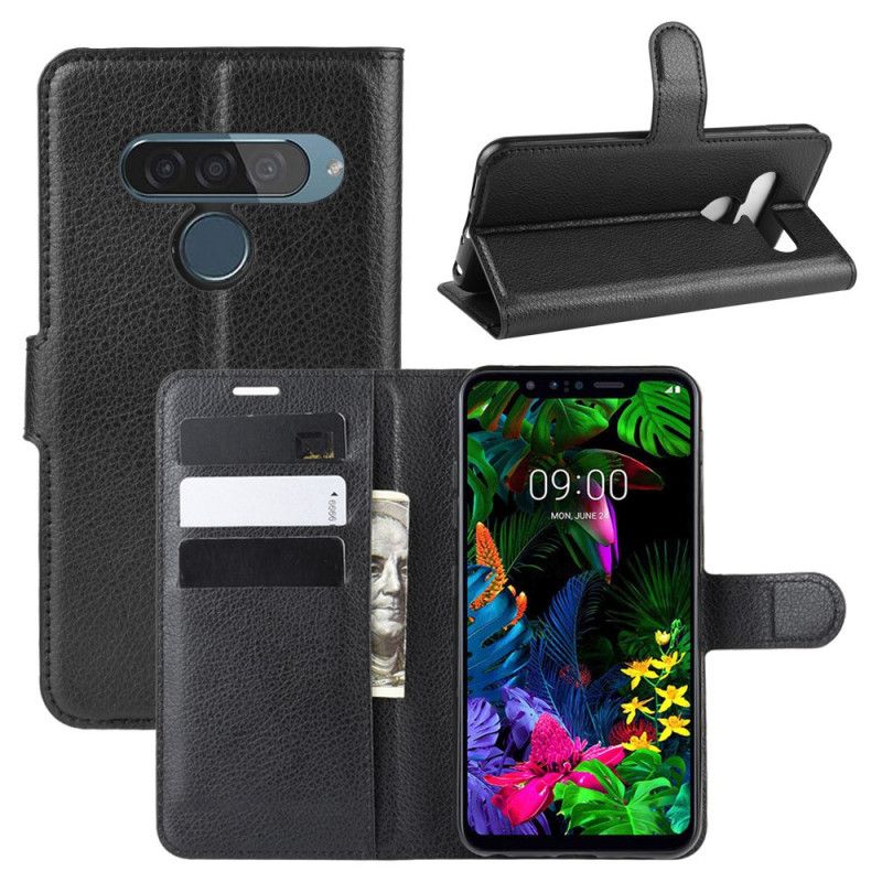 Cover Folio-hoesje ThinQ LG G8S ThinQ Wit Zwart Telefoonhoesje Klassiek