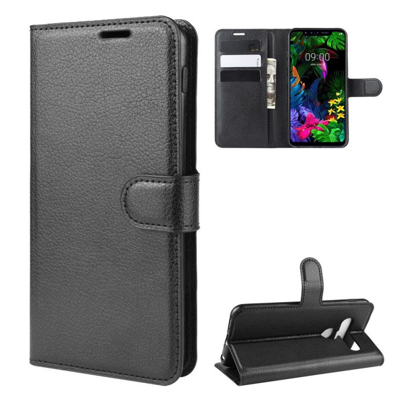 Cover Folio-hoesje ThinQ LG G8S ThinQ Wit Zwart Telefoonhoesje Klassiek