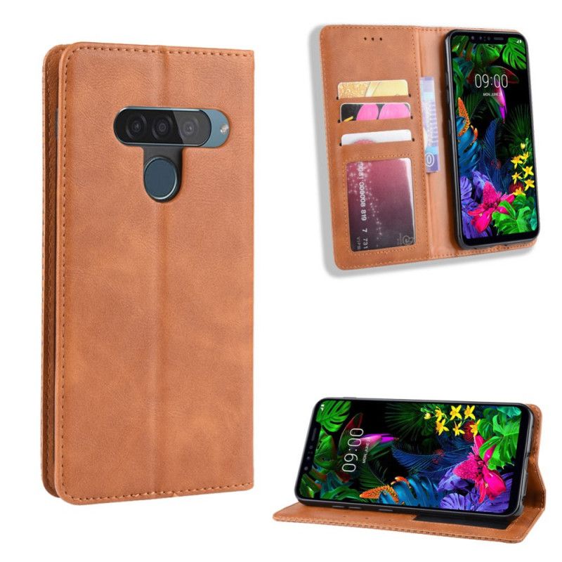 Folio-hoesje ThinQ LG G8S ThinQ Rood Zwart Telefoonhoesje Gestileerd Vintage Leereffect