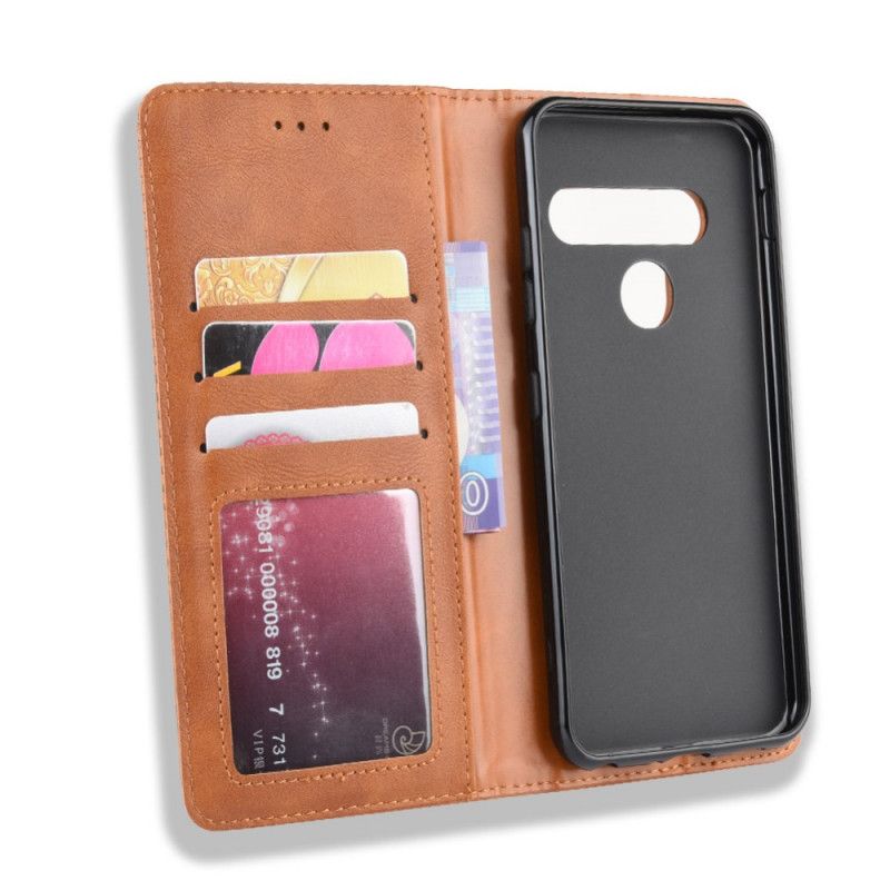 Folio-hoesje ThinQ LG G8S ThinQ Rood Zwart Telefoonhoesje Gestileerd Vintage Leereffect