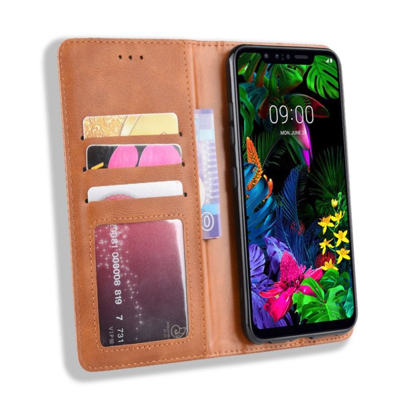 Folio-hoesje ThinQ LG G8S ThinQ Rood Zwart Telefoonhoesje Gestileerd Vintage Leereffect