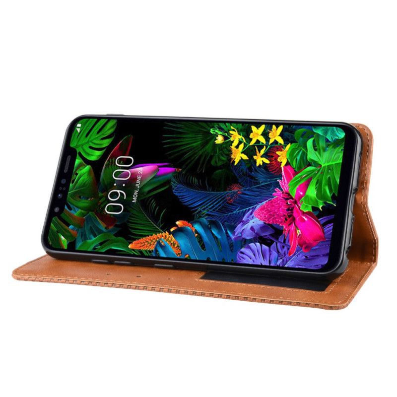 Folio-hoesje ThinQ LG G8S ThinQ Rood Zwart Telefoonhoesje Gestileerd Vintage Leereffect