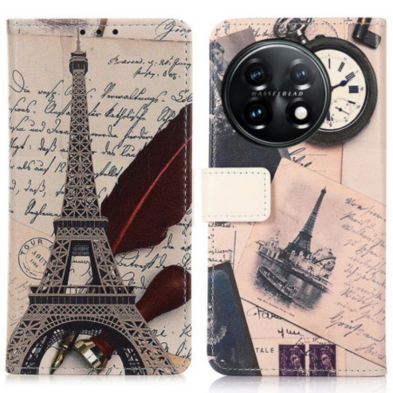 Folio-hoesje voor OnePlus 11 5G Dichters Eiffeltoren