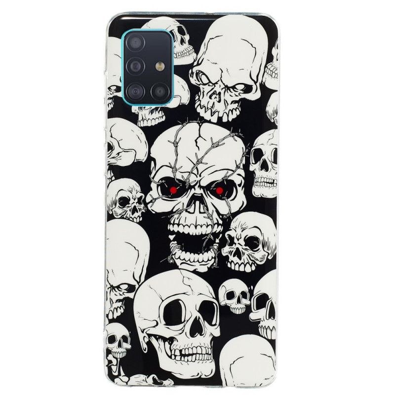 Case Hoesje Samsung Galaxy A71 Telefoonhoesje Aandacht Fluorescerende Schedels