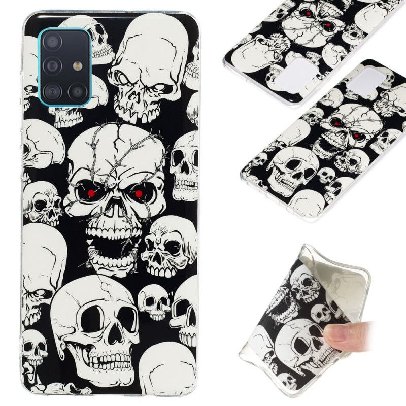 Case Hoesje Samsung Galaxy A71 Telefoonhoesje Aandacht Fluorescerende Schedels