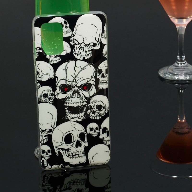 Case Hoesje Samsung Galaxy A71 Telefoonhoesje Aandacht Fluorescerende Schedels