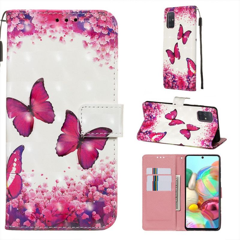 Cover Folio-hoesje Samsung Galaxy A71 Telefoonhoesje Rode Vlinders