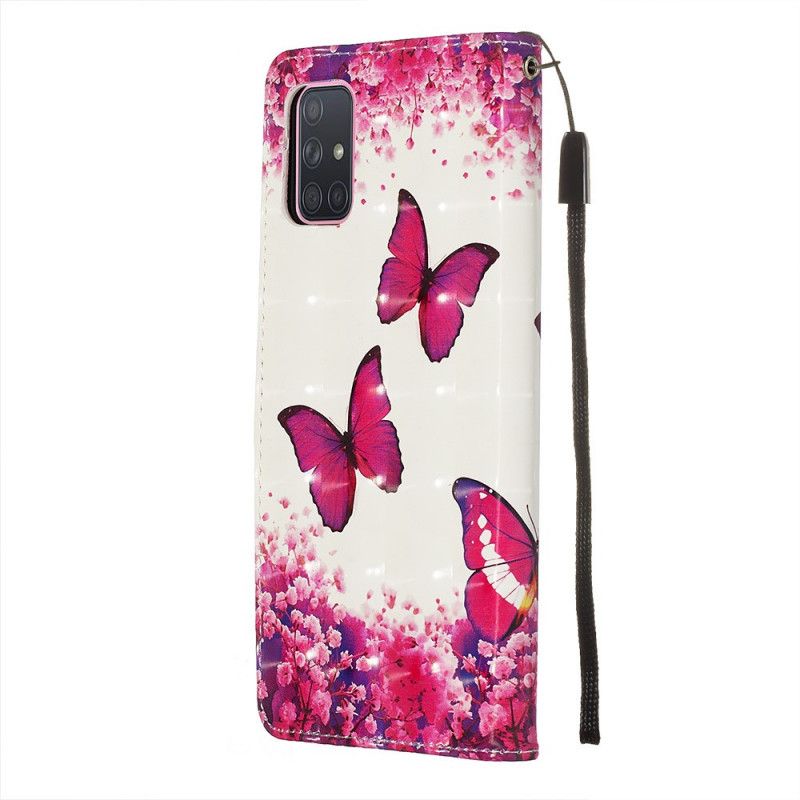 Cover Folio-hoesje Samsung Galaxy A71 Telefoonhoesje Rode Vlinders