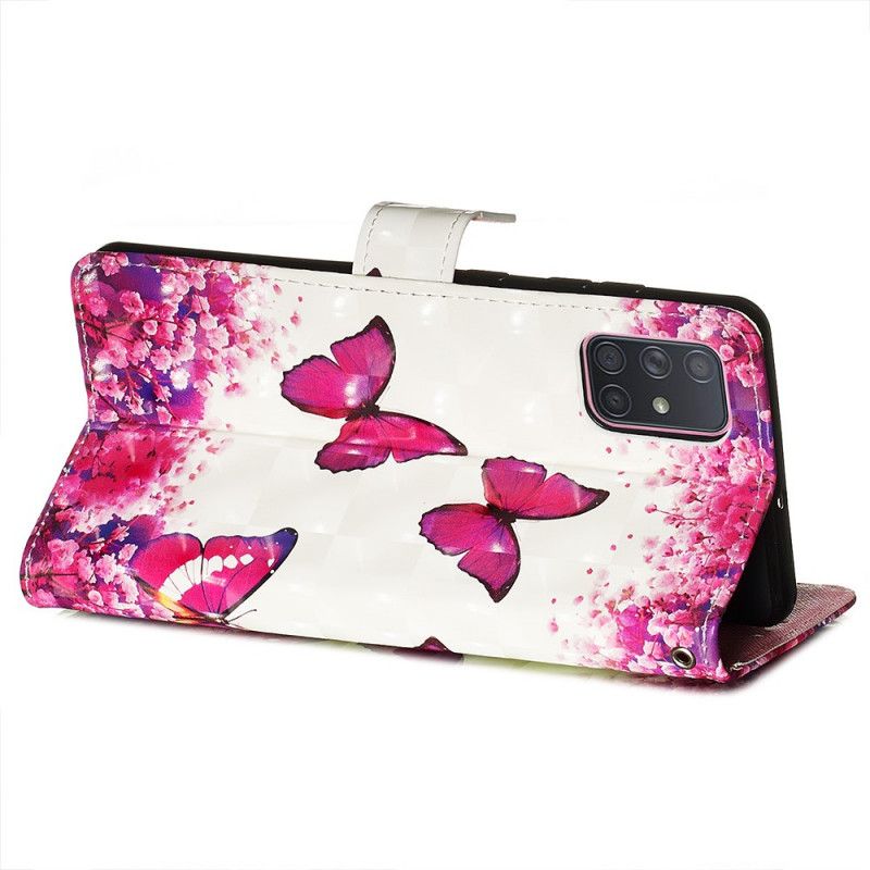 Cover Folio-hoesje Samsung Galaxy A71 Telefoonhoesje Rode Vlinders