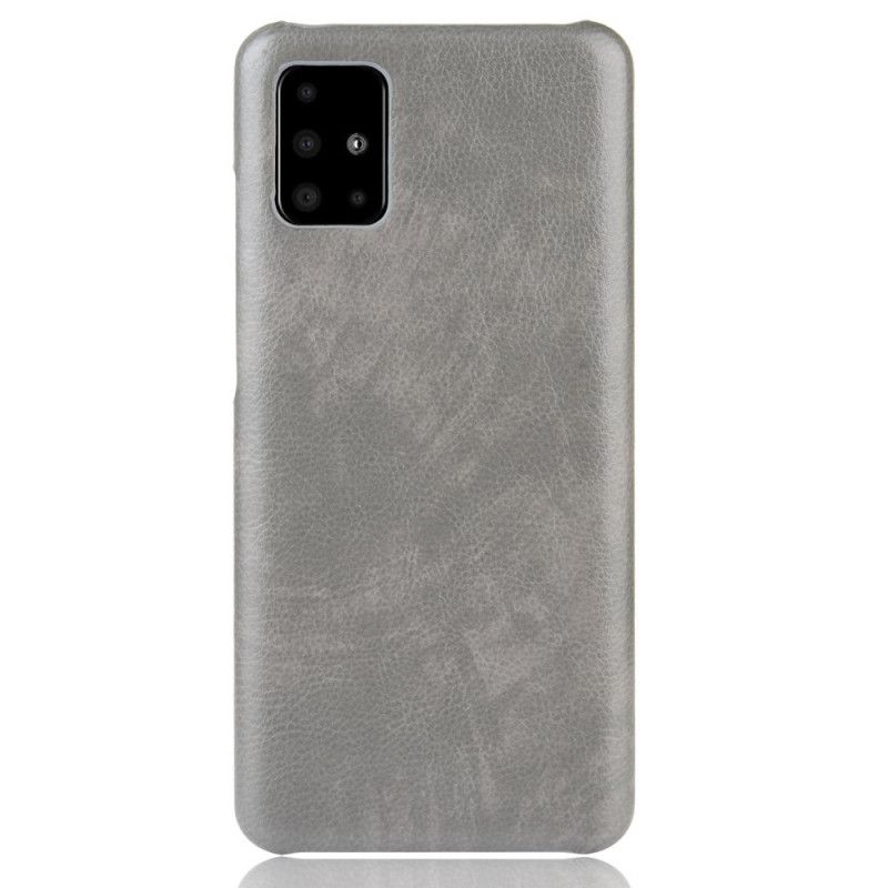 Cover Hoesje Samsung Galaxy A71 Grijs Zwart Telefoonhoesje Lychee Leereffect