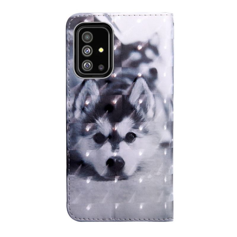 Flip Case Leren Samsung Galaxy A71 Zwart-Witte Hond
