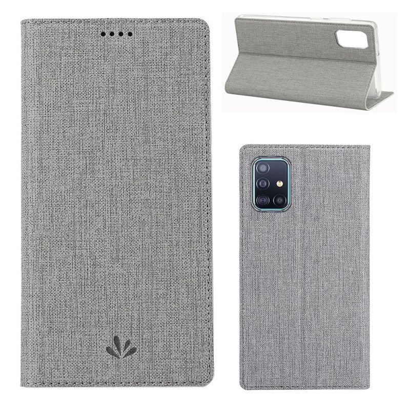 Folio-hoesje Samsung Galaxy A71 Grijs Zwart Getextureerde Vili Dmx