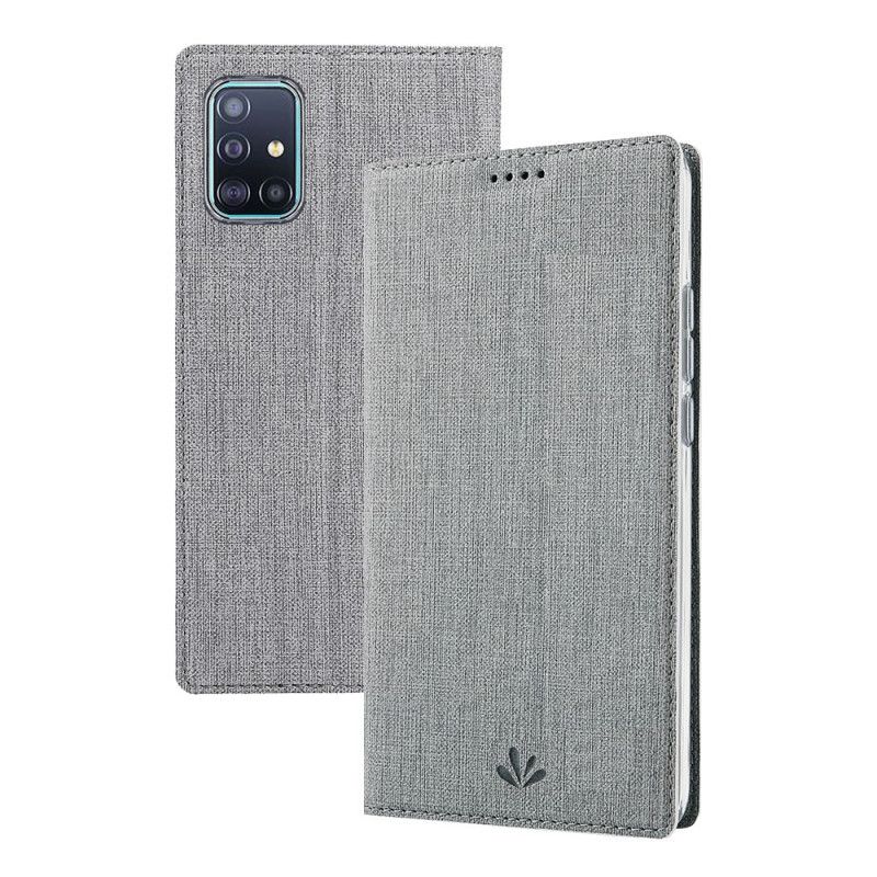 Folio-hoesje Samsung Galaxy A71 Grijs Zwart Getextureerde Vili Dmx