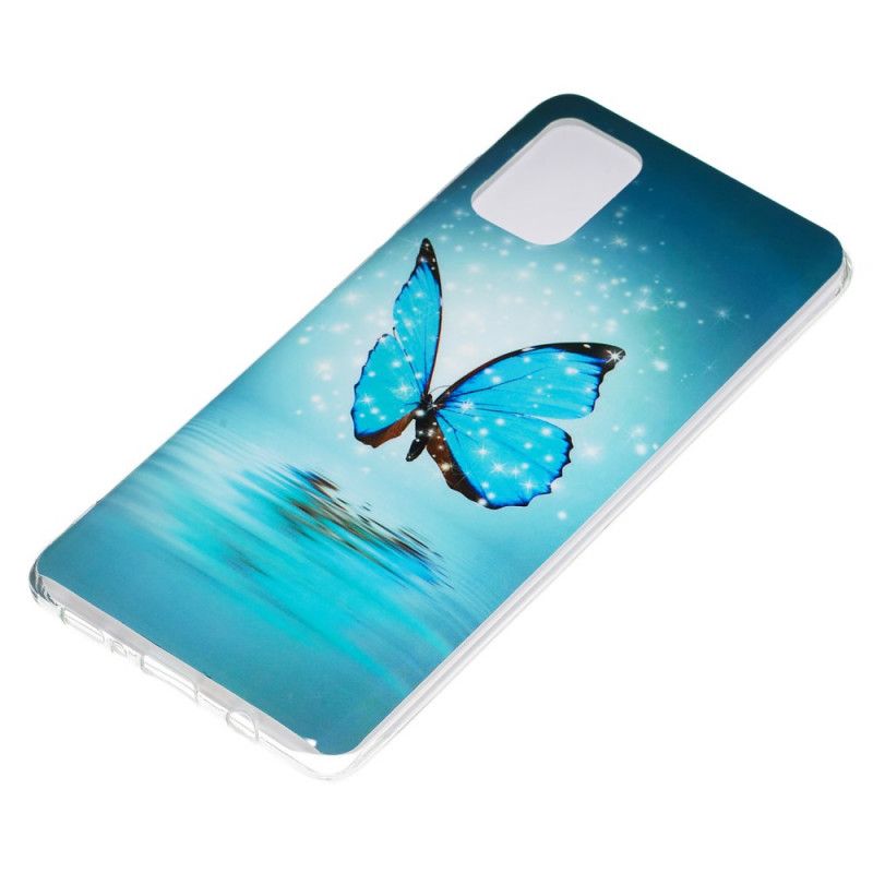 Hoesje voor Samsung Galaxy A71 Fluorescerende Blauwe Vlinder