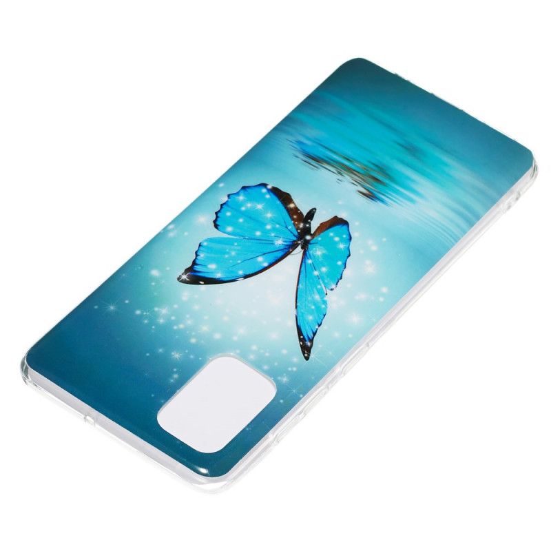 Hoesje voor Samsung Galaxy A71 Fluorescerende Blauwe Vlinder