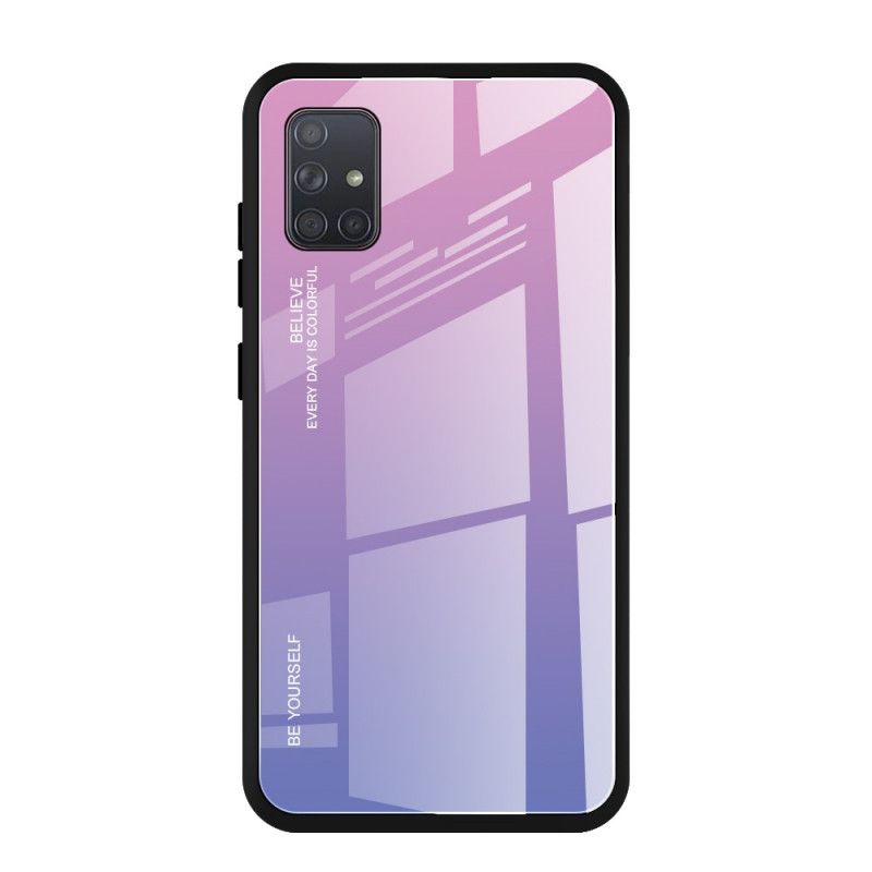 Hoesje voor Samsung Galaxy A71 Magenta Rood Wees Jezelf Gehard Glas