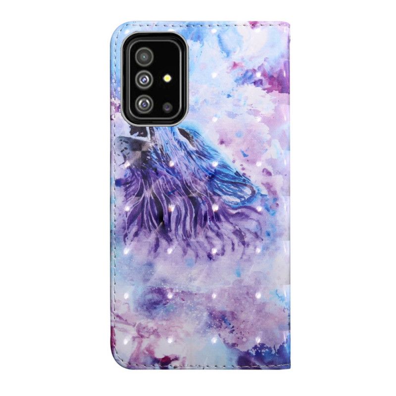 Leren Hoesje Samsung Galaxy A71 Aquarel Wolf