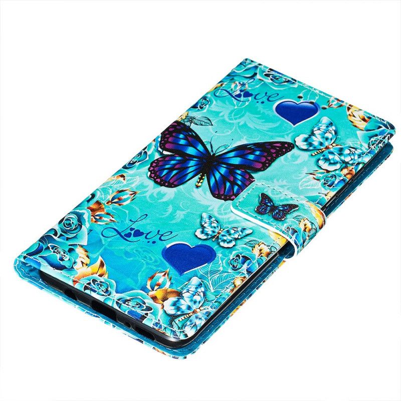 Leren Hoesje Samsung Galaxy A71 Gouden Vlinders