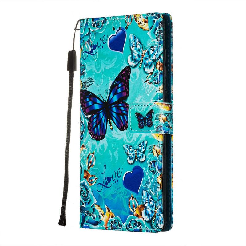 Leren Hoesje Samsung Galaxy A71 Gouden Vlinders