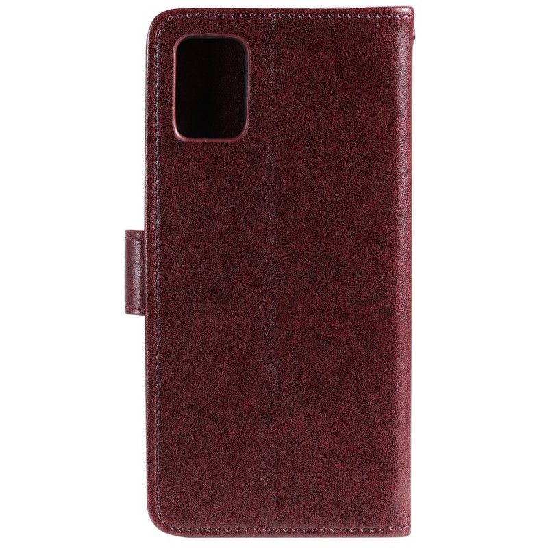 Leren Hoesje Samsung Galaxy A71 Magenta Grijs Uilen Verliefd Op String