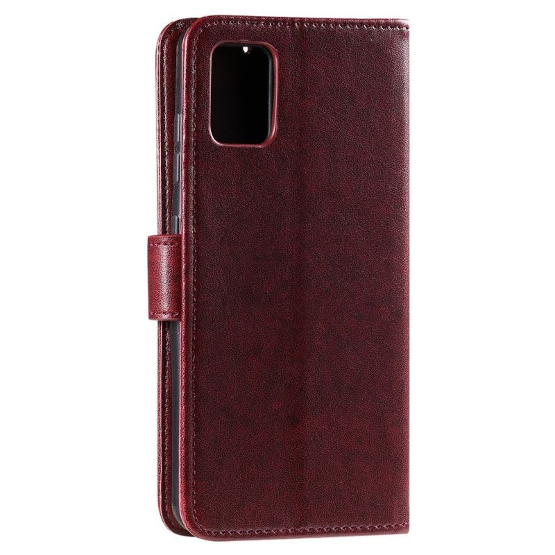 Leren Hoesje Samsung Galaxy A71 Magenta Grijs Uilen Verliefd Op String