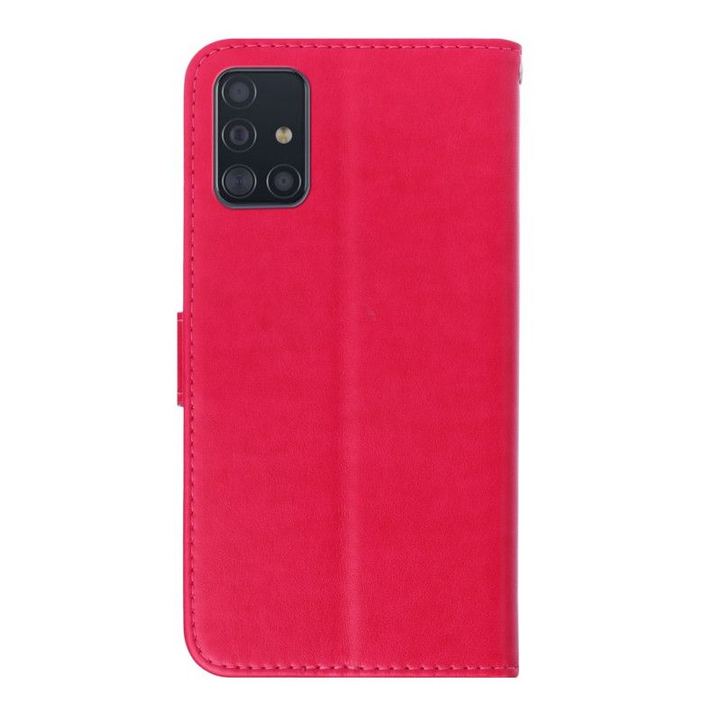 Leren Hoesje Samsung Galaxy A71 Paars Rood Vlinderhanger
